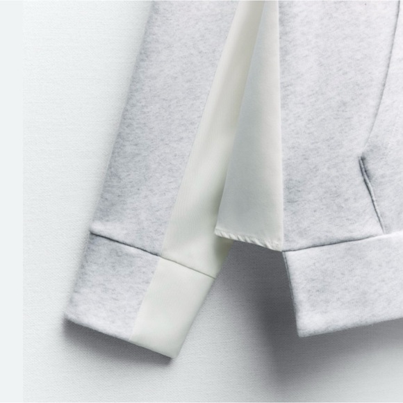 Zara NWT hooded contrast material sweatshirt - Picture 3 of 8